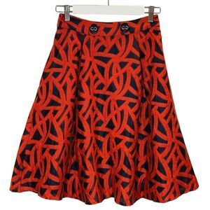 Eva Franco Mariner Pleated Navy & Red Skirt - Knee Length - Women's XS